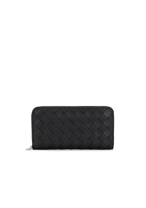 Bottega Veneta Int15 Check Taurillon Avenue Portafoglio in Black & Silver - Black. Size all.