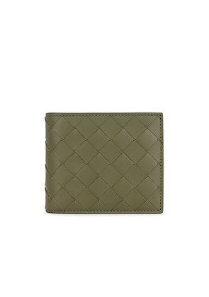 Bottega Veneta Intr.15 Vn Light Calf Portafoglio Wallet in Crocodile & Silver - Olive. Size all.