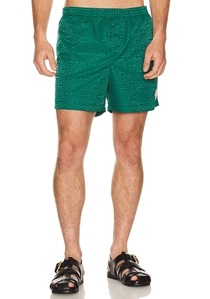 Casablanca Monogram Jacquard Swim Shorts in Green - Green. Size M (also in L, XL/1X, XXL/2X).