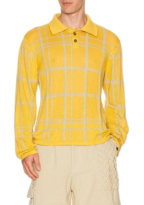 ISA BOULDER Meshline Polo Shirt in Mustard - Mustard. Size S (also in L, M, XL/1X).