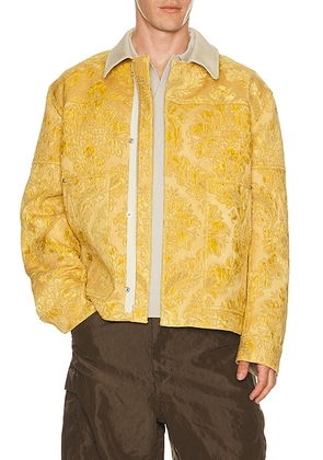 Junya Watanabe Floral Print Jacket in Yellow - Mustard. Size XL/1X (also in L, M).