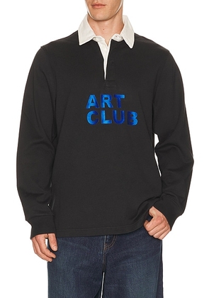 JW Anderson Art Club Rugby Polo in Washed Black - Black. Size M (also in XL/1X).