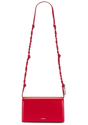 Jil Sander Tangle Horse Shoe Wallet On Strap in Red - Red. Size all.