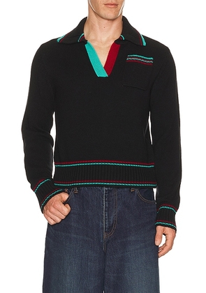 JW Anderson Shrunken Polo Jumper in Black - Black. Size M (also in L, XL/1X).