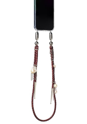 Ossa Leather Bolo + Pearl Shoulder Chain in Antique Brown - Brown. Size all.