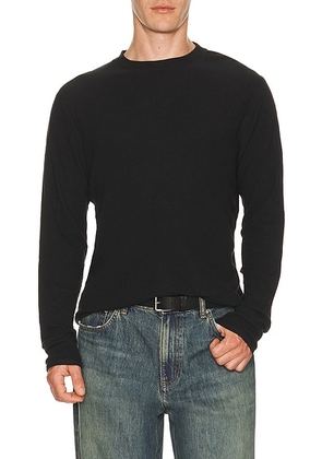 NN07 Clive Waffle Knit Tee 3323 in Black - Black. Size S (also in M, L, XL/1X, XXL/2X).