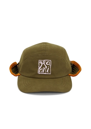 Marni Side Flap Cap in Olive - Olive. Size S (also in M, L).