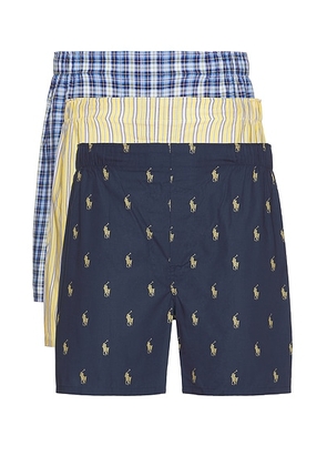 Polo Ralph Lauren Classic Fit Cotton Boxer 3 Pack in Rustic Navy  Summer Stripe  & Sag Harbor Plaid - Multi. Size S (also in M, L, XL/1X).