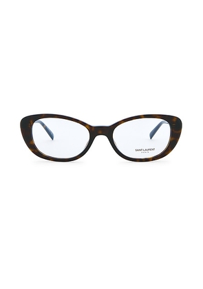Saint Laurent Eyeglasses in Havana & Transparent - Brown. Size all.