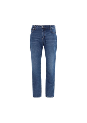 Philipp Plein Blue Cotton Straight-Leg Jeans - W30