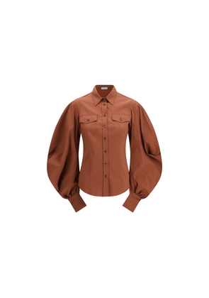 Brunello Cucinelli Brown Cotton Blouse - L