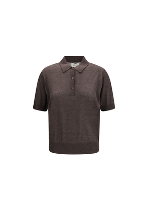 Loulou De Saison Brown Cashmere Polo Shirt - L