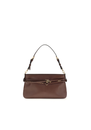 PINKO Brown Calf Leather Bos Taurus Shoulder Bag