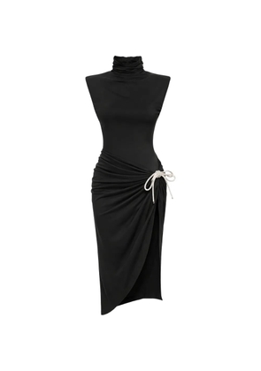 AREA embellished asymmetric midi dress - Black