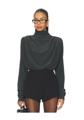 EAVES Saeunn Drape Neck Blouse in Grey. Size XS. Also in S.