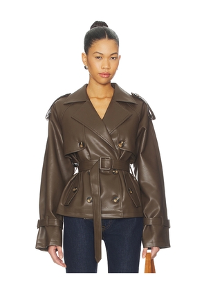 ALL THE WAYS Ahmeira Faux Leather Jacket in Brown. Size S. Also in M, XL.