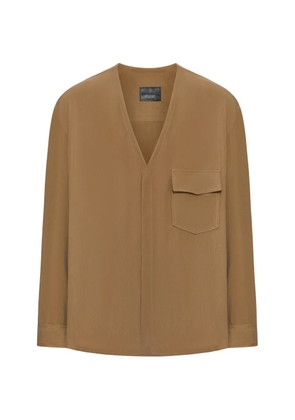 Giorgio Armani chest-pocket V-neck shirt - Neutrals