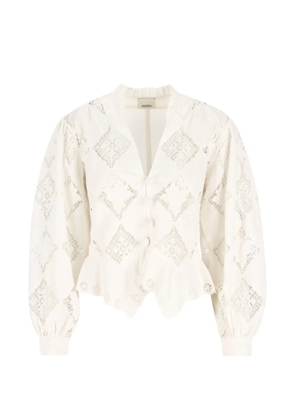 ISABEL MARANT Nina ruffled V-neck blouse - Neutrals