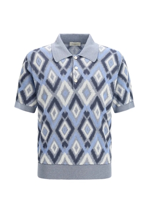 Piacenza Cashmere patterned short-sleeves polo shirt - Blue
