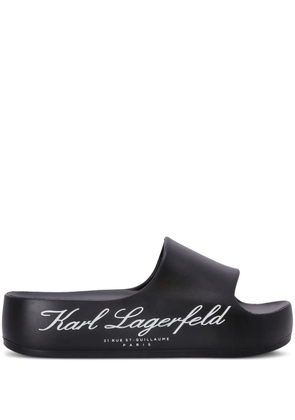 Karl Lagerfeld logo-print flat slides - Black