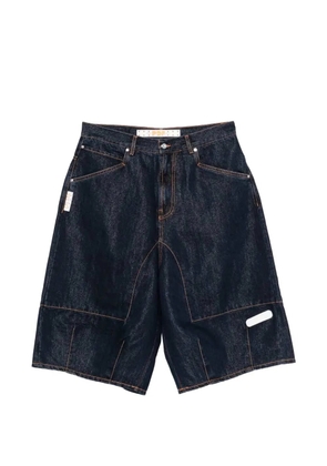 PDF denim contrast stitching shorts - Blue
