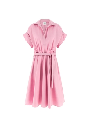 Nude short-sleeve midi dress - Pink
