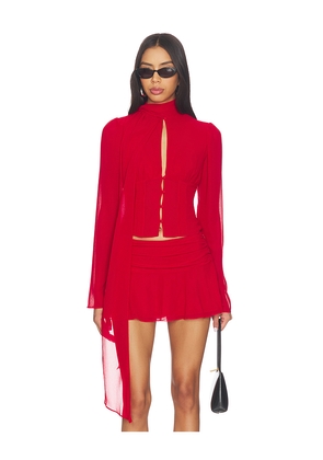 GUIZIO Ara Long Sleeve Top in Red. Size XS. Also in S.