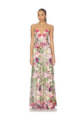 ELLIATT Flora Gown in Nude,Fuchsia. Size S. Also in L, XL.