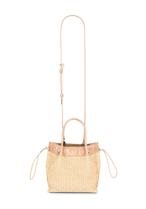 BY FAR Baby Kayla Raffia & Croco Embossed Handbag in Neutral.