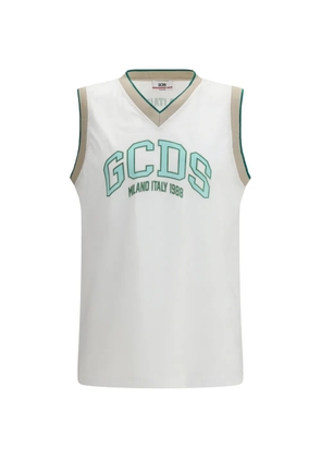 GCDS V-neck logo tank - White