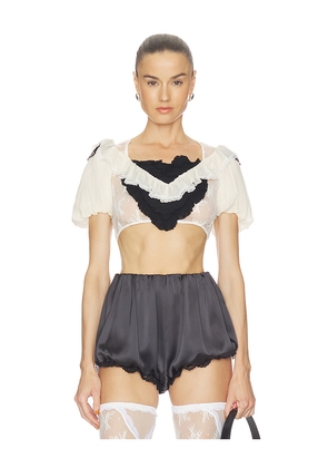 Aniye Records Ruth Heart Top in Black,White. Size XS. Also in S, M, L.