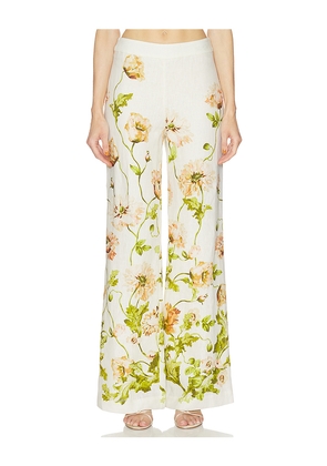 Cara Cara Sunflower Pant in Ivory,Green. Size 2. Also in 4, 6, 8, 10, 12.