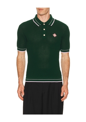 Casablanca Mock Mini Crochet Polo in Black. Size L. Also in XL/1X, XXL/2X.