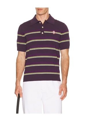 Casablanca Stripe Polo Shirt in Purple. Size M. Also in L, XL/1X, XXL/2X.