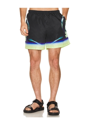 Casablanca Sporchid Black Printed Swim Shorts in Black. Size M. Also in L, XL/1X, XXL/2X.