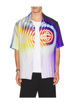 Casablanca Shockwave Cuban Collar Shirt in Blue. Size M. Also in L, S, XL/1X.