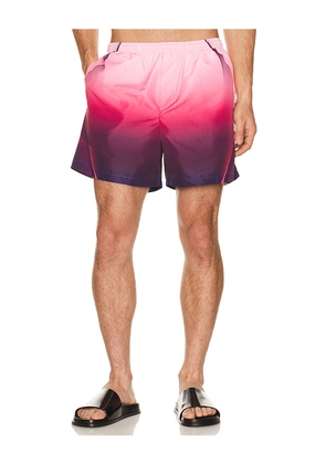 Casablanca Aubergine Gradient Printed Swim Shorts in Pink. Size M. Also in L, XL/1X, XXL/2X.