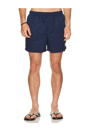 Casablanca Monogram Jacquard Swim Shorts in Navy. Size M. Also in L, XL/1X, XXL/2X.