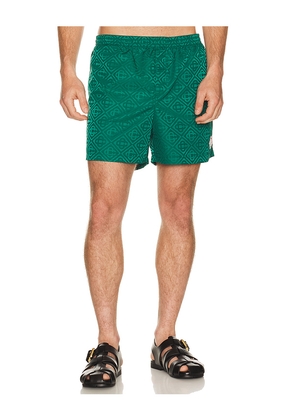 Casablanca Monogram Jacquard Swim Shorts in Green. Size M. Also in L, XL/1X, XXL/2X.