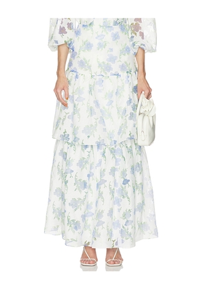 ELLIATT Cleo Skirt in Ivory,Blue. Size XS. Also in S, M, L, XL.