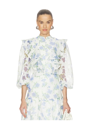 ELLIATT Cleo Top in Ivory,Blue. Size XS. Also in S, M, L, XL.