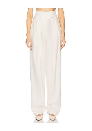 Helsa High Waist Pleated Suit Trouser in Wool in Cream. Size S. Also in XXS, M.