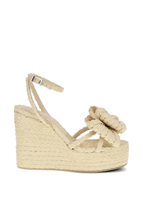 MACH & MACH Le Cadeau braided bow wedge sandals - Neutrals