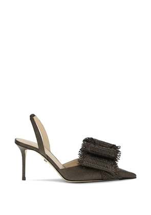 MACH & MACH raffia fringed slingback sandals - Brown