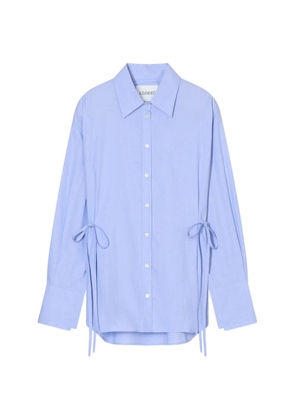 Closed waist-ties long-sleeve shirt - Blue