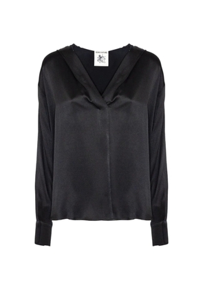 Semicouture hooded V-neck blouse - Black