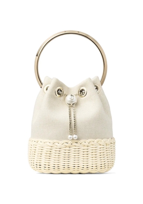Jimmy Choo Bon Bon pearl detail bucket bag - Grey