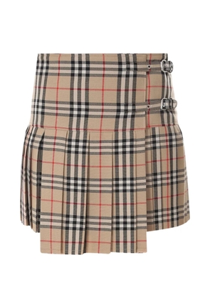 Burberry checked-pattern pleated mini skirt - Neutrals