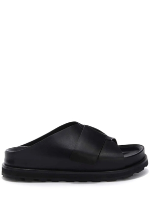 Jil Sander platform leather slides - Black