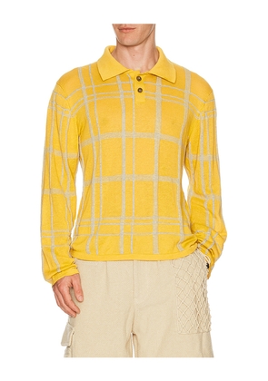 ISA BOULDER Meshline Polo Shirt in Mustard. Size S. Also in L, M, XL/1X.